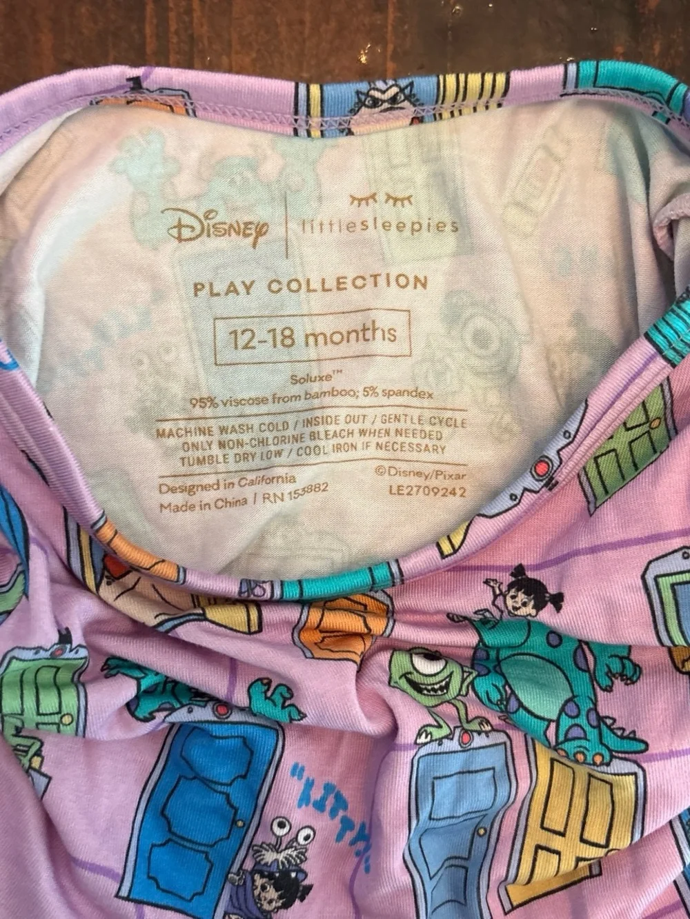 Little Sleepies Pink Monsters Doorprint Long Sleeve One-Piece